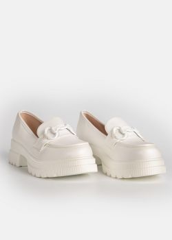 Arte Piedi Darlen Γυναικεία Loafers με Διακοσμητικό σε Λευκό Χρώμα