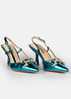 Jasmine Slingback Γόβες Μυτερές με Διακοσμητικό, Μπλε