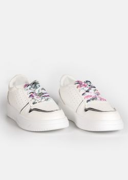 Arte Piedi Rylie Γυναικεία Αθλητικά Παπούτσια Sneaker με Φλοράλ Μωβ Κορδέλα σε Λευκό Χρώμα