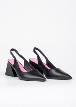 Ambika Slingback Γόβες Μυτερές με Χοντρό Τακούνι, Μαύρο