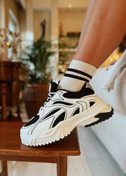 Kelly Αθλητικά Παπούτσια Sneakers με Chunky Σόλα, Λευκό - Μαύρο