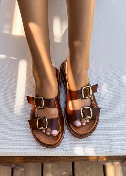 Christa Χειροποίητα Σανδάλια Flatforms, Ταμπά
