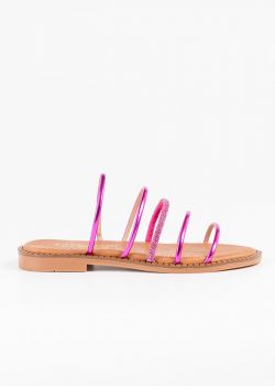 Arte Piedi Cassia Γυναικεία Δερμάτινα Σανδάλια με Χρυσό Διακοσμητικό, Φούξια