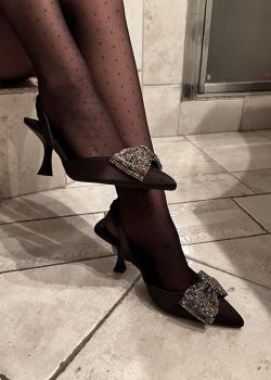 Stormi Slingback Γόβες με Διακοσμητικό Φιόγκο, Μαύρο