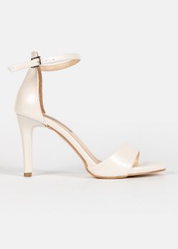 Arte Piedi Madison Γυναικεία Πέδιλα με Λεπτό Ψηλό Τακούνι, Λευκό Πέρλα