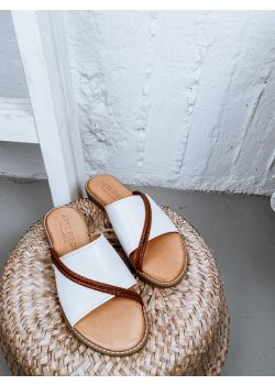 Arte Piedi Anna Δερμάτινο Σανδάλι Πλεξούδα, Λευκό
