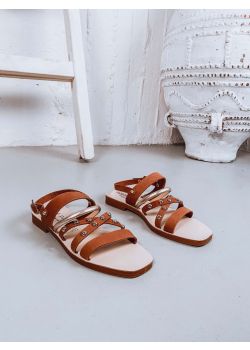 Arte Piedi Agatha Δερμάτινο Σανδάλι με Τρουκς, Χειροποίητο, Ταμπά