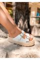 Christa Χειροποίητα Σανδάλια Flatforms, Λευκό Κροκό