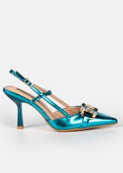 Jasmine Slingback Γόβες Μυτερές με Διακοσμητικό, Μπλε