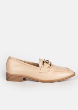 Kenzie Flat Loafers με Χρυσό Διακοσμητικό, Μπεζ