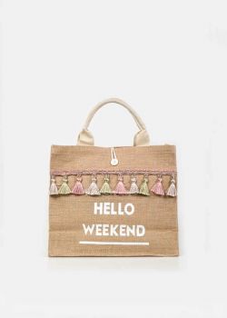 Arte Piedi Weekend Tote Woven Straw Τσάντα, Μπεζ 