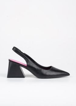 Ambika Slingback Γόβες Μυτερές με Χοντρό Τακούνι, Μαύρο