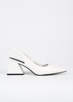 Arte Piedi Ambika Slingback Γυναικείες Γόβες Μυτερές με Μεσαίο Τακούνι, Λευκό