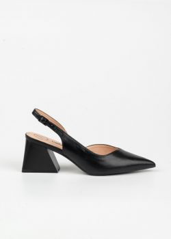 Arte Piedi Viviana Γυναικείες Slingback Γόβες Μυτερές με Χοντρό Τακούνι, Μαύρο