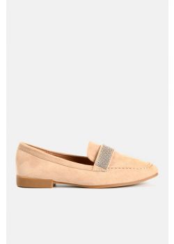 Arte Piedi Sadie Γυναικεία Flat Loafers με Στρας Διακοσμητικό, Μπεζ